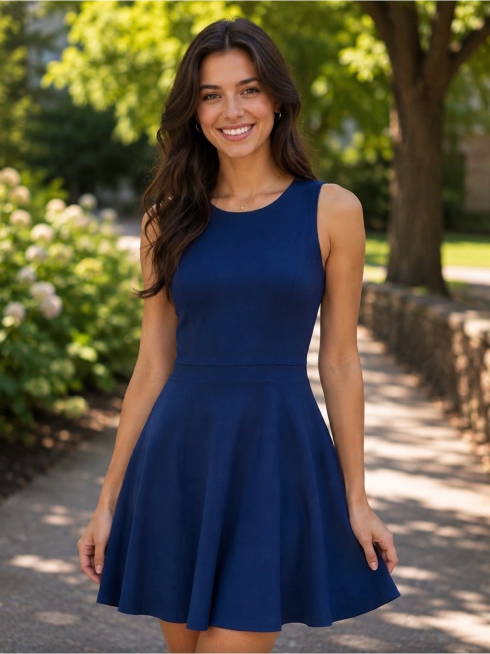 cinq a sept Navy Fit-and-Flare Mini Dress
